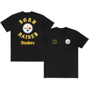 Unisex Pittsburgh Steelers Born X Raised Black 2 Sided T-Shirt